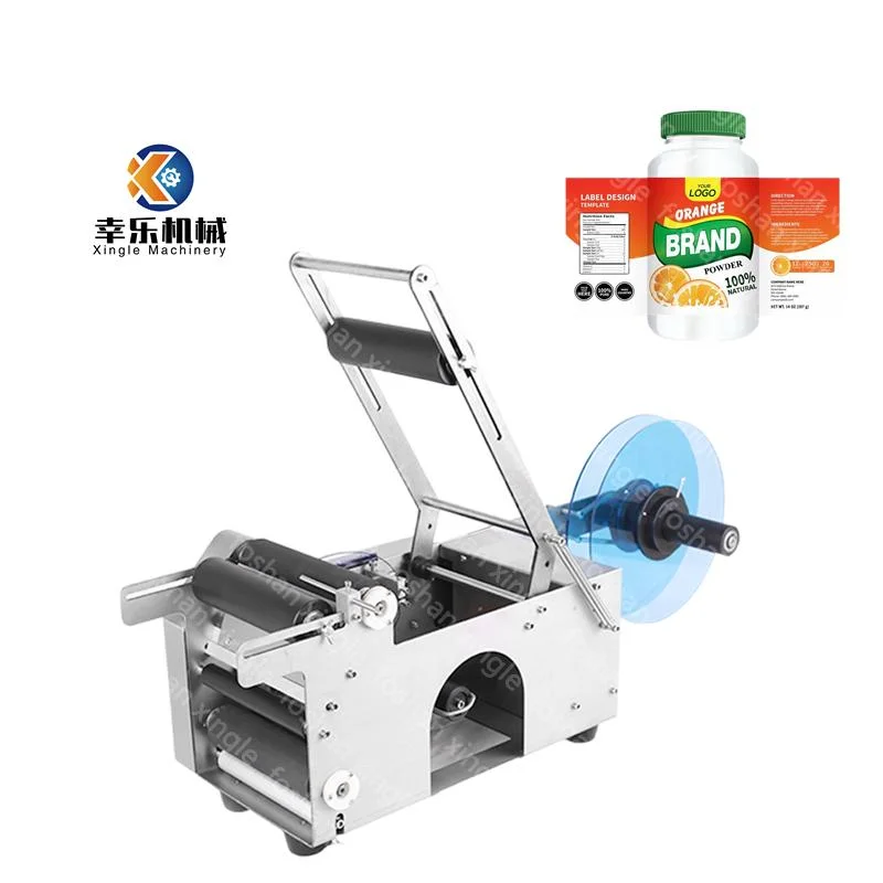 Corner Wrap Around Sticker Labeling Machines Semi Automatic Desktop Round Bottle Flat Label Machines Labeling Machine